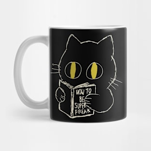 The Cat Reading Book For Learning How To Be Super Freak Mug